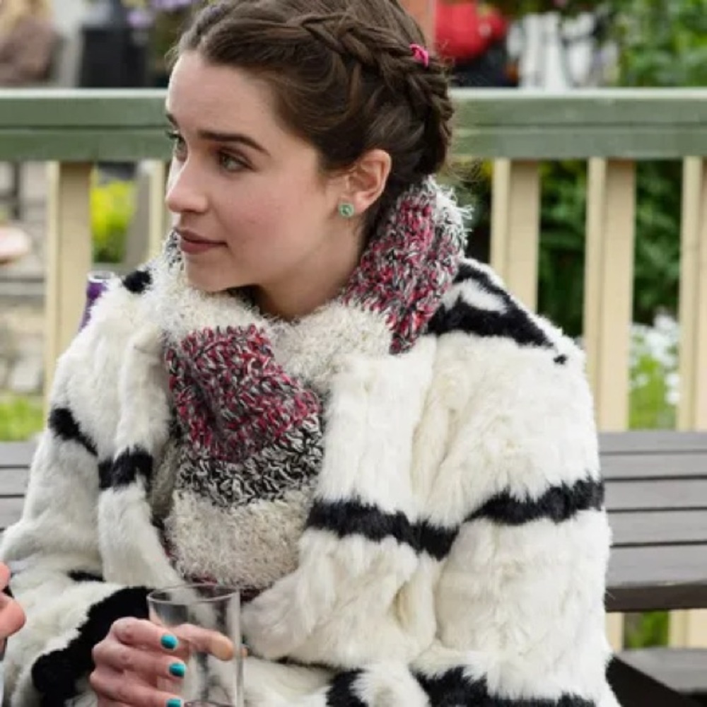 As seen in movie Me Before You - Louisa Clark’s beautiful faux fur jacket.